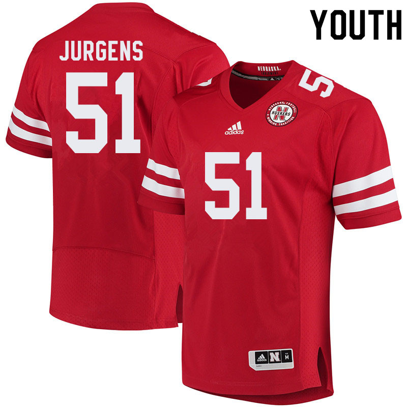 Youth #51 Cameron Jurgens Nebraska Cornhuskers College Football Jerseys Sale-Red